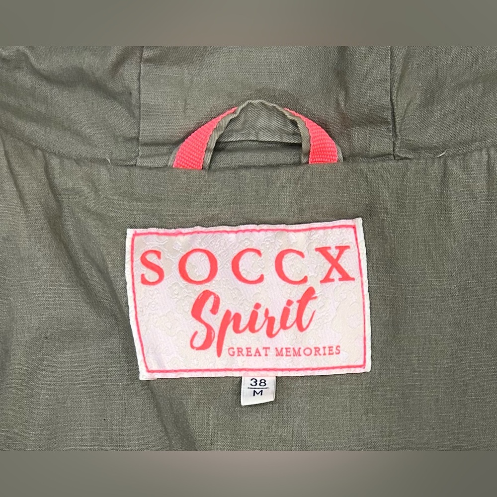 SOCCX Spirit Utility jacket zipper buttoned fitted hood drawstring waist - Picture 7 of 7